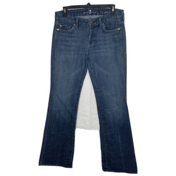 7 for all Mankind Women's A POCKET Low Rise Faded Medium Blue Boot Cut Jeans 28 - Picture 1 of 12